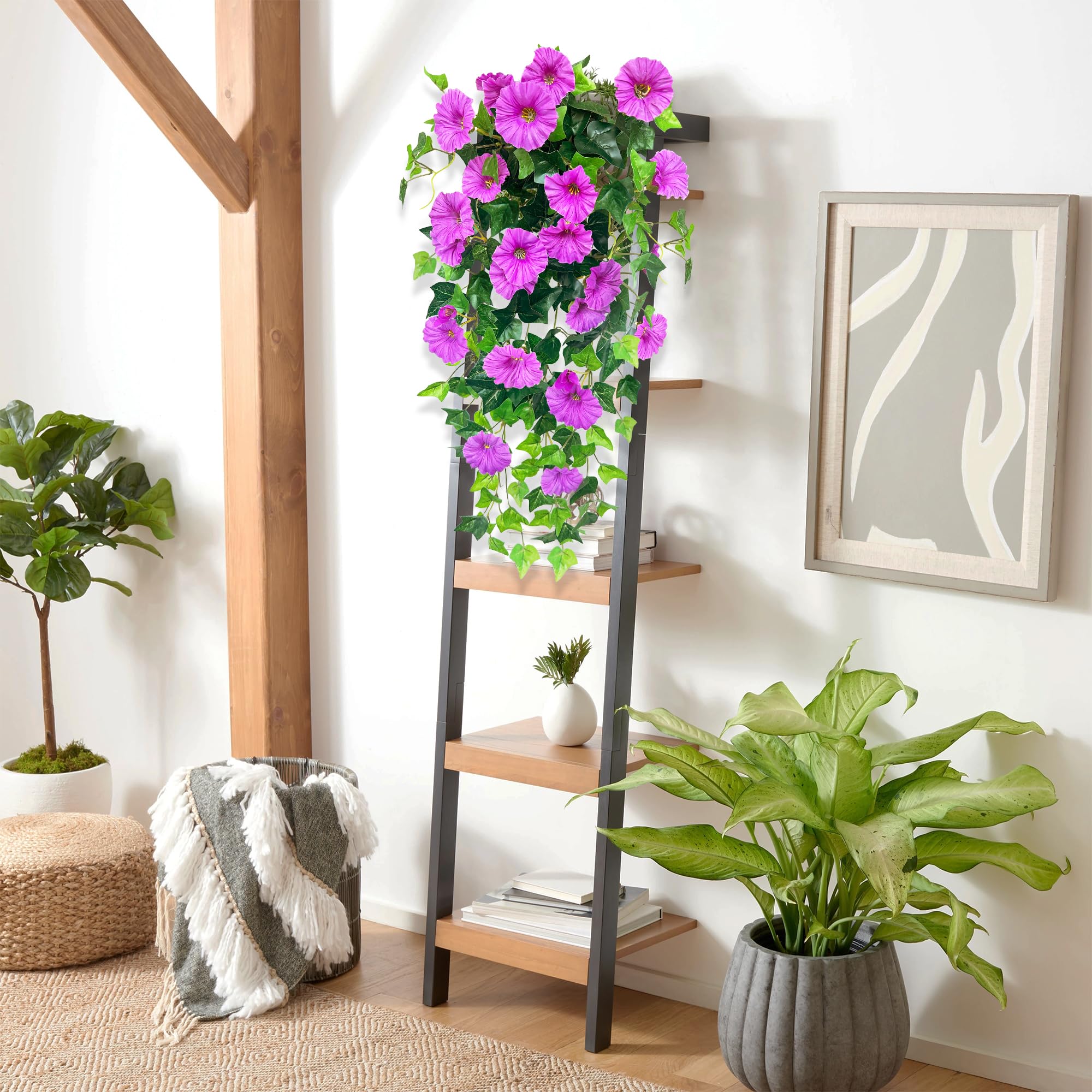 Fiori Artificiali Pendenti Fucsia - Piante Rampicanti Finte Per Interni Ed Esterni, 12 Rami - Foto 12