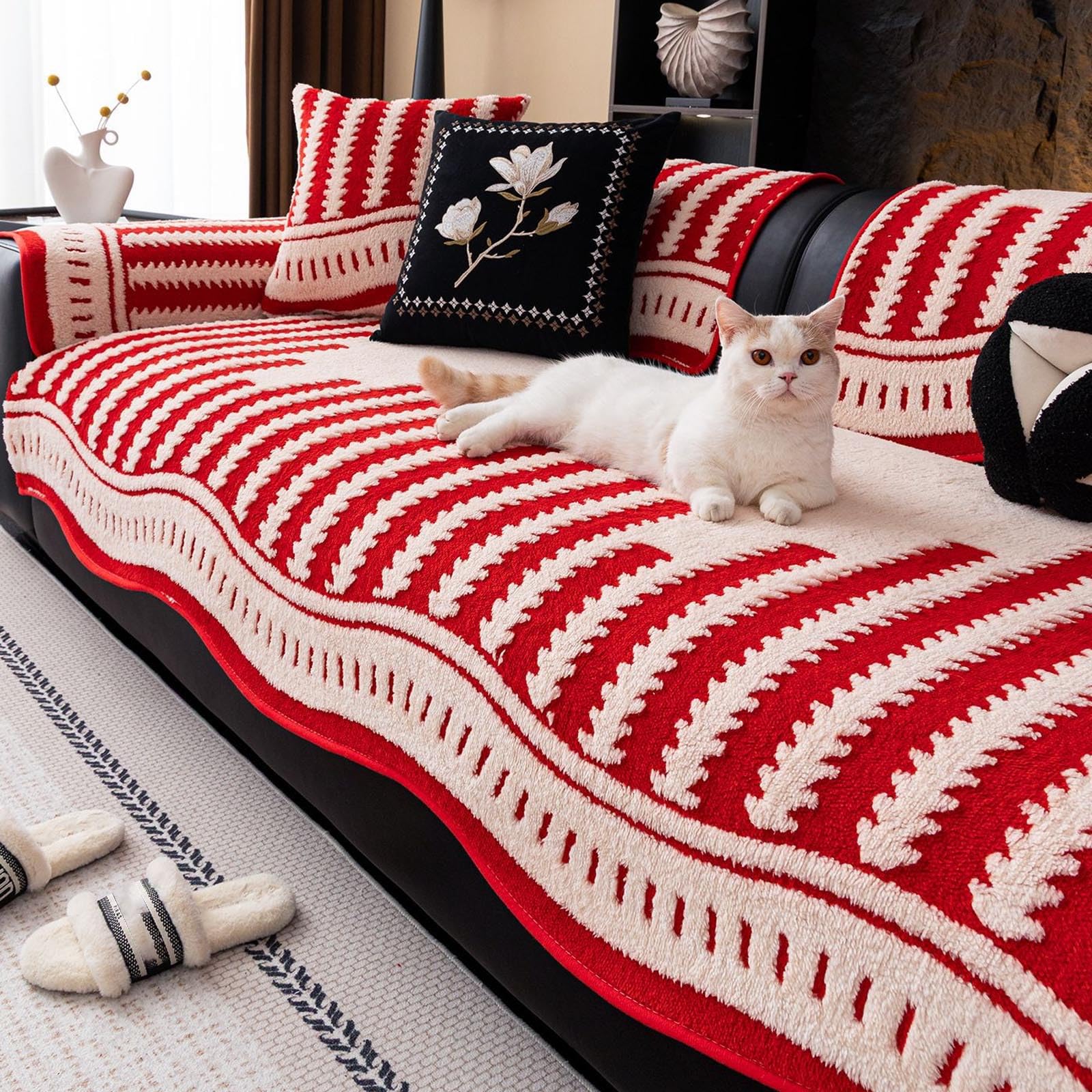 Housse de canapé antidérapante rouge 110x160 pour chien et chat
