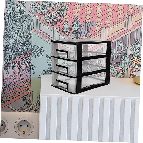 Miniatura 6 de STOBAZA Unidad de almacenamiento de escritorio con 3 cajones, organizador de cajones de plástico, pequeños cajones de almacenamiento de escritorio