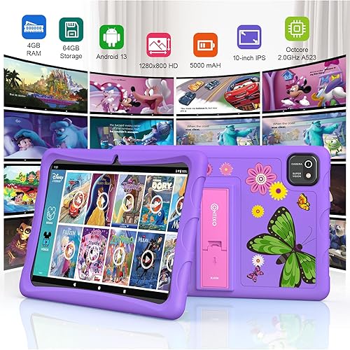 Miniatura 10 de Contixo Tablet para niños K102, 10 pulgadas HD, edades de 3 a 7 años, tableta para niños pequeños con cámara, control parental, Android 10, 32GB,