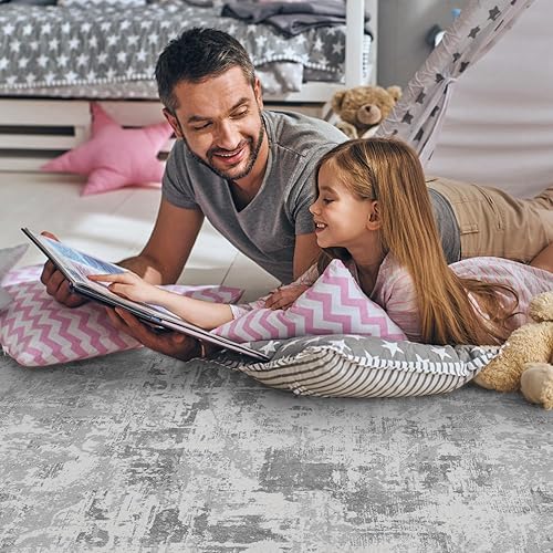 Miniatura 5 de Alfombra de área de 5 x 7 para sala de estar, moderna, abstracta, lavable, suave, esponjosa, antideslizante, para dormitorio, comedor, sala de