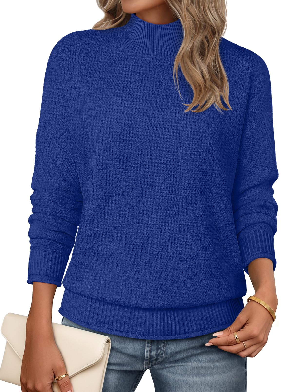 MEROKEETY Womens Turtleneck Long Sleeve Fall Cozy Knit Sweater 2026 Trendy | Loose Pullover, Ribbed Hem, Solid Color, Drop Shoulder, Casual Jumper Top, Cozy Outfits, Fall Fashion, Warm Winter Clothing