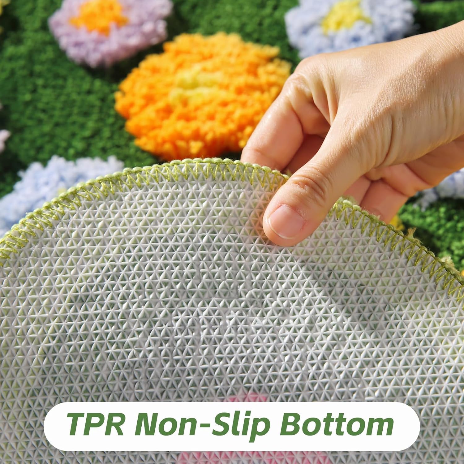 Moss Rug - Cute Round Flower Green Moss Bath Mat Non Slip - Washable Water Absorbent Shag Bathroom Rugs 3D Moss Carpet for Bedroom, Bathroom Floor, 3.2Ft,Moss Green