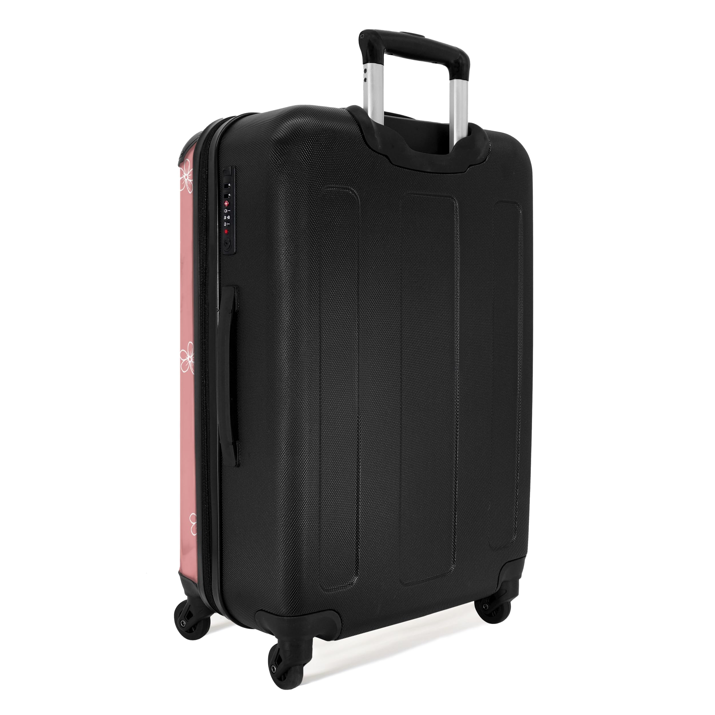 NoBoringSuitcases.com® Koffer Mittelgroß 67x43x25 cm Hartschalenkoffer L Trolley Rollkoffer 4 Rollen Leicht Hartschale 20kg Gepäck Rosa - Blumen
