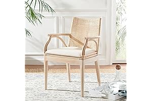 Safavieh Home Collection Gianni Natural Wash/White Cushion Living Dining Room Bedroom Office Foyer Arm Chair