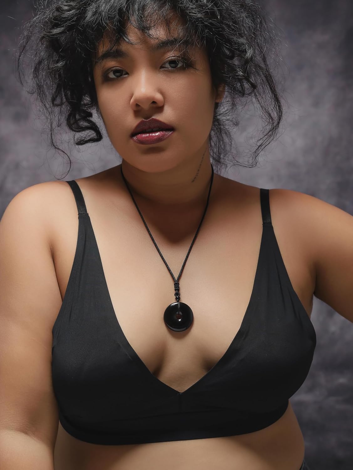 MINACHI Black Obsidian Geometric O Ring Circle Pendant Necklace with Braided Cord, Protective Amulet Jewelry Gift for Men and Women - Image 7