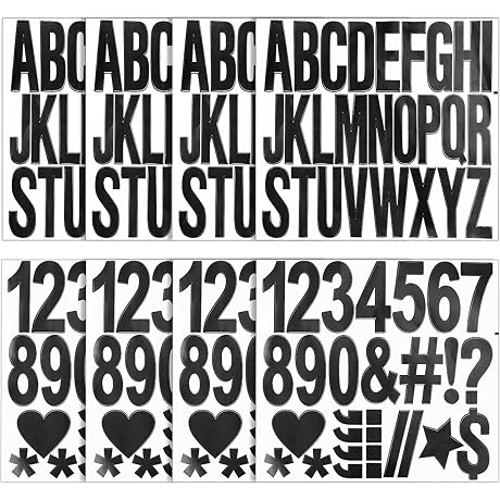 220pcs Easy Stick On 3 Inch Bold Black Letters and Numbers Make Art Fun