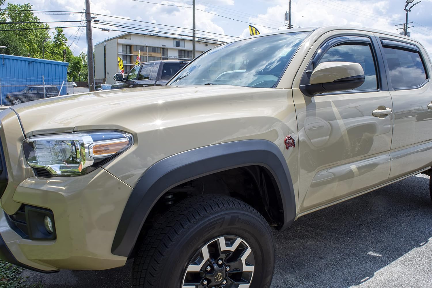 Custom Dinosaurs T-Rex Badge Emblem Decal Symbol Compatible with RAM Charger Challenger Silverado f150 Sierra (Black with red Outline)