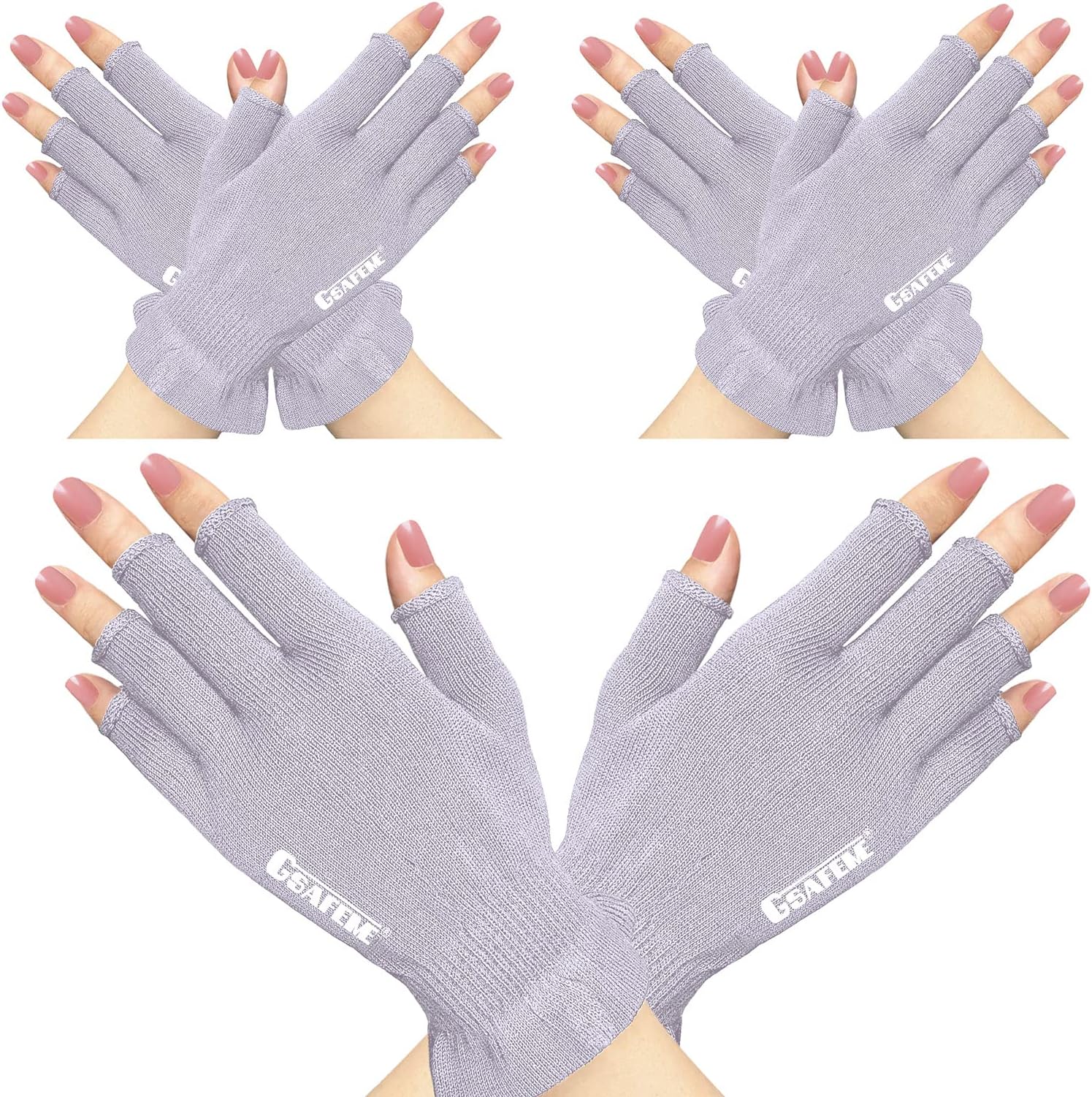 GSAFEME Cotton Gloves for Dry Hands - Fingerless Touchscreen Moisturizing Gloves for Sleeping - Cotton Eczema Gloves for Men and Women, Purple S/M 3 Pairs