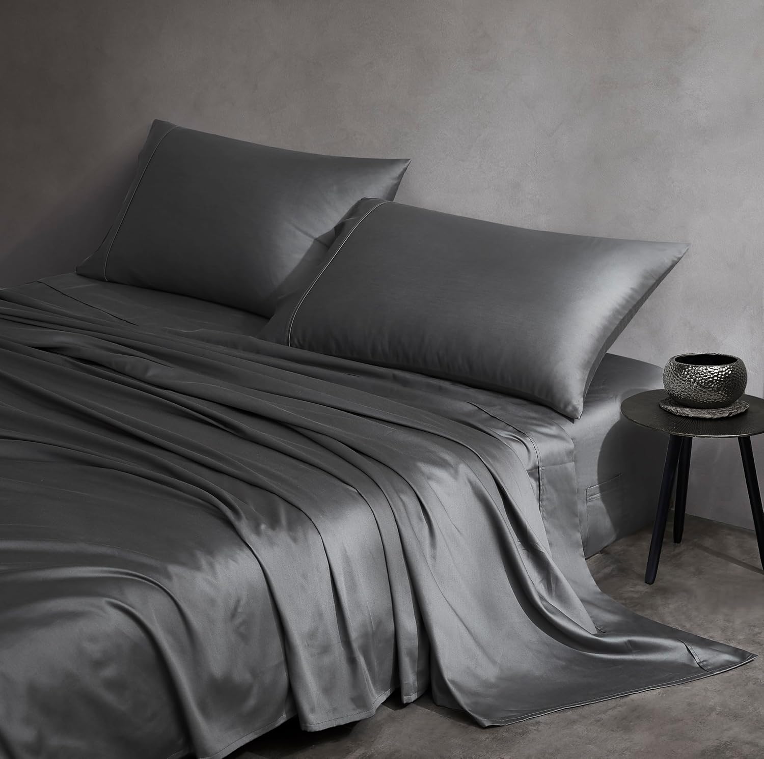 Linen Closet Smart Sleep 3-Piece Sheet Set with Graphene Carbon Technology, Twin, Charcoal Grey