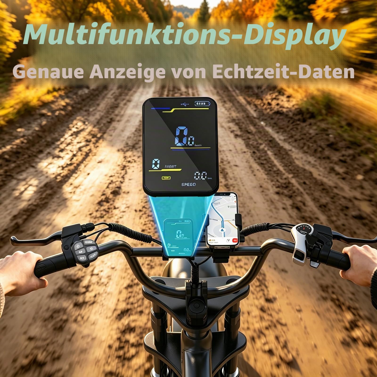 BK20 Elektrofahrrad für Erwachsene, 48 V, 20 Ah, herausnehmbarer Akku, Mountainbike mit 20×4-Zoll-Breitreifen, Reichweite 50–100 km, Doppelscheibenbremsen, doppelte Federung, 7 Gänge