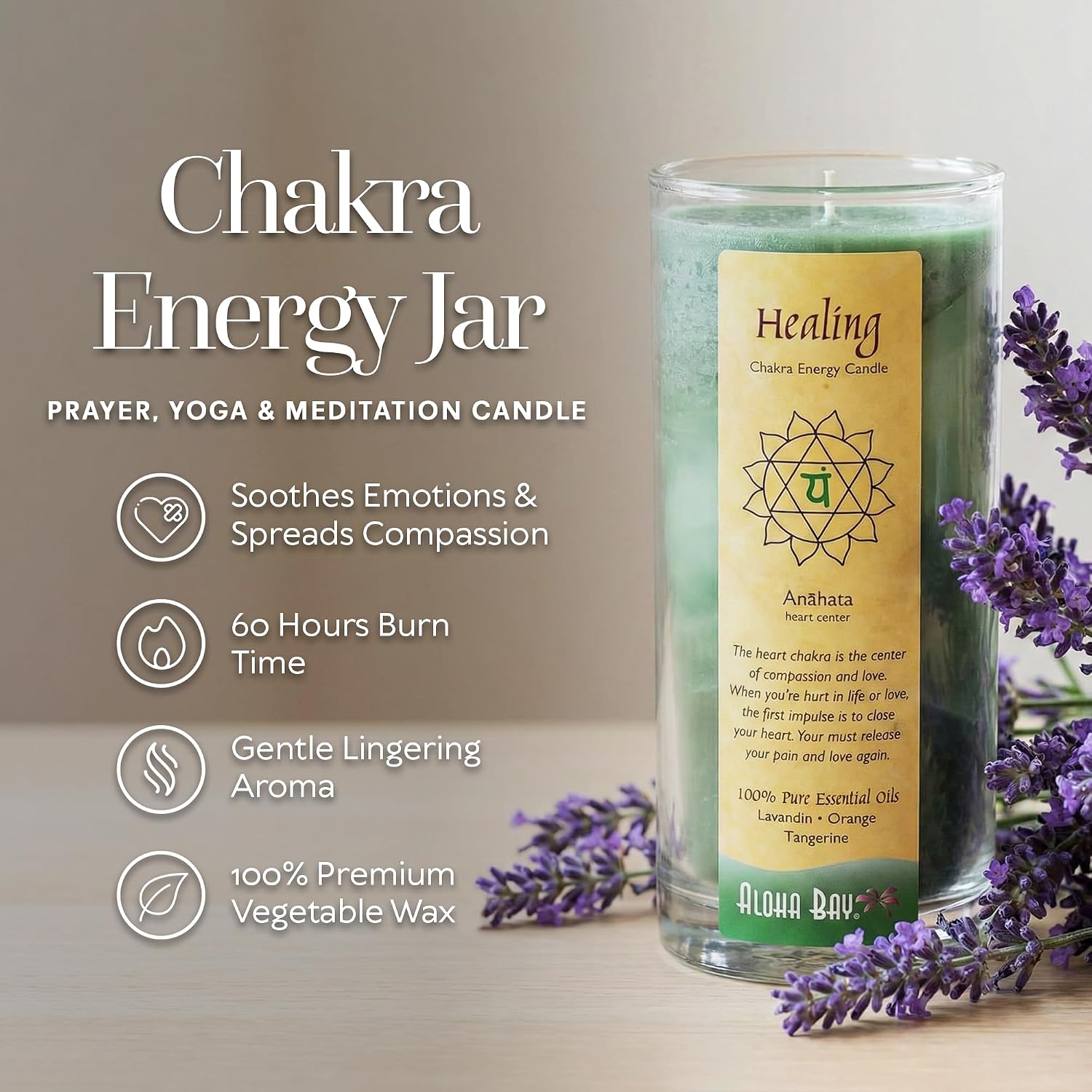 Chakra Jar Candle | Healing | Lavender Orange Ginger | 11 oz - 60 Hour