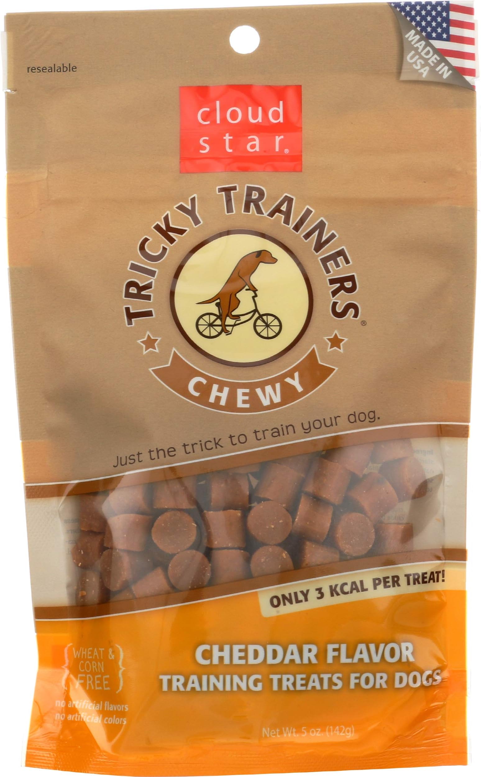 Cloud Star Tricky Trainers Chewy Dog Treats - Cheddar Flavor, 5 Oz Bag - View #3