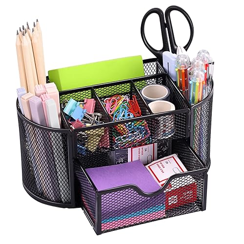 EOOUT Desk Organizer, Pencil Holder for Desk, Mesh Office Desk