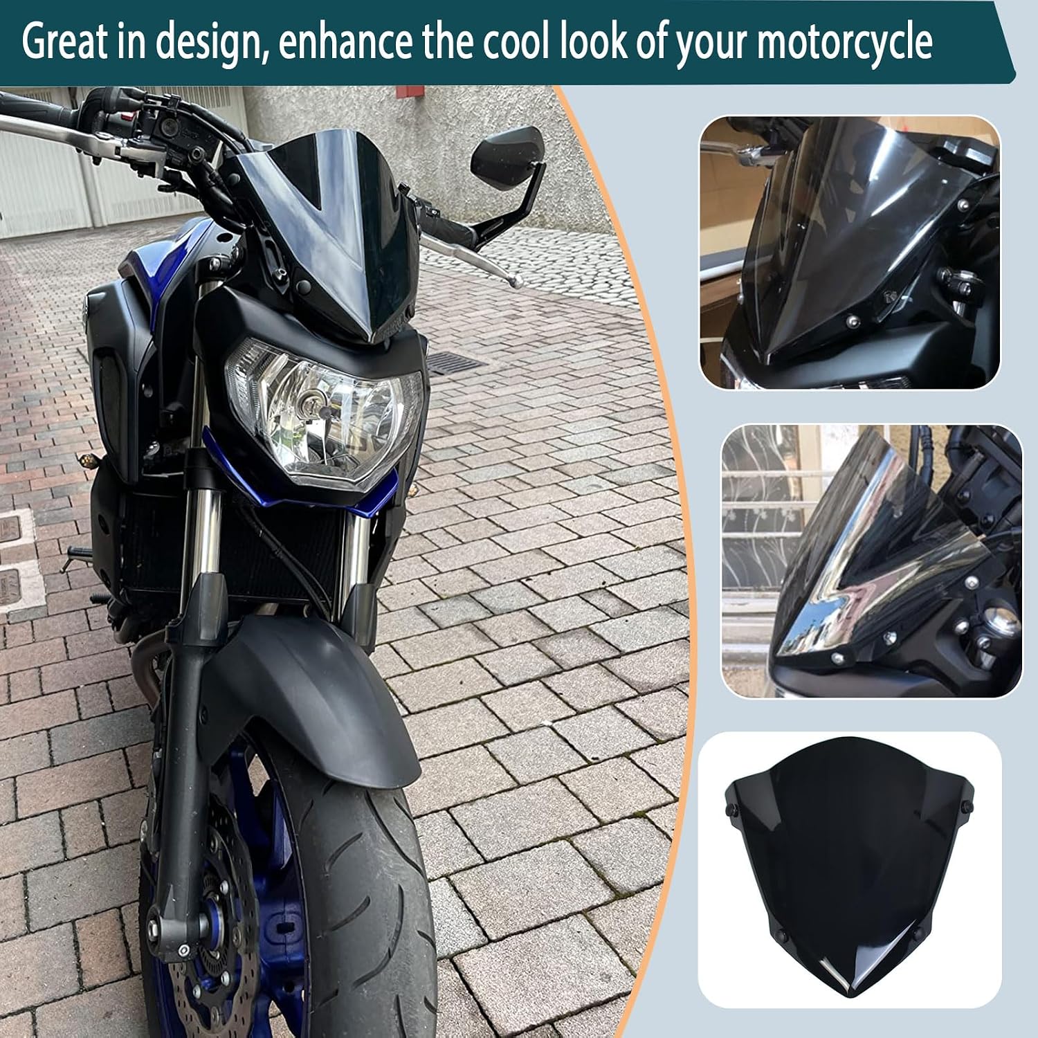 Motorcycle Windscreen Screen Windshield Front Fairing Accessories fit for Ya-ma-ha MT07FZ07 MT 07 FZ 07 MT-07 FZ-07 Accessories 2018 2019 2020 (Black Smoke)