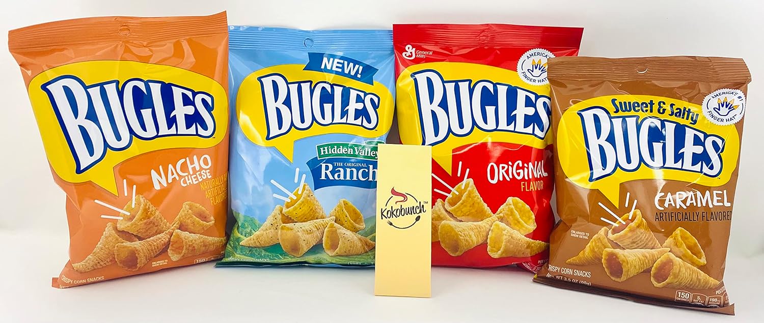 Bugles Corn Chips Snacks Variety PACK (Original Nacho Cheese Ranch Sweet and