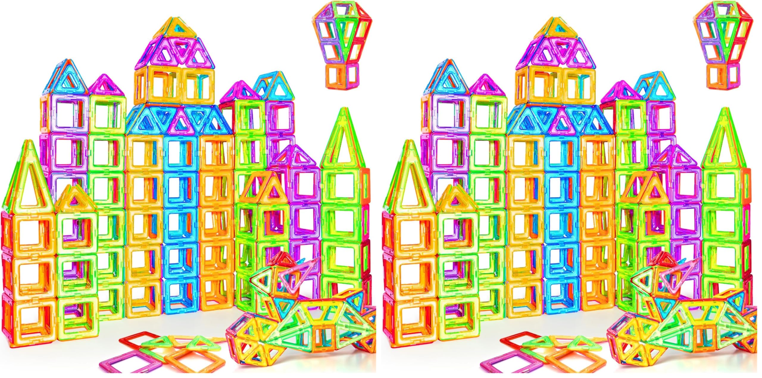 Crenova Magnetische Bausteine 60 Tile, Magnetspiel STEM Magnetbausteine, Montessori Spielzeug ab 3 Jahre, Magnete Kinder Geschenk Spielzeug ab 3 4 5 6 7 8Jahren für Jungen und Mädchen (Packung mit 2)