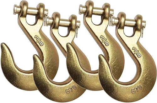 Mytee Products Paquete de 4 ganchos deslizantes de horquilla de 3/8 pulgadas – 6,600 libras WLL Heavy Duty Grado 70 Gancho de cadena de remolque