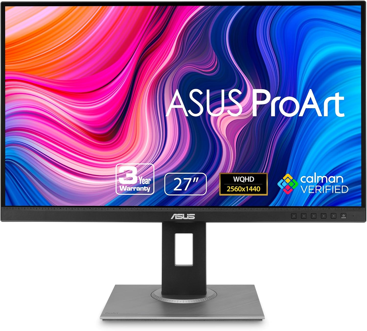 ProArt PA278QV 27 Inch 1440p QHD Professional Monitor | Calman Verified, IPS, Height Adjustable, 100% sRGB, Eye Care, Anti-Glare, Ergonomic Stand, Rec.709