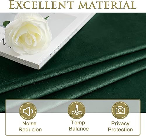 Miniatura 4 de StangH Cortinas de terciopelo verde oscuro de 84 pulgadas, paneles de cortina de oscurecimiento de habitación para sala de estar, comedor, puerta