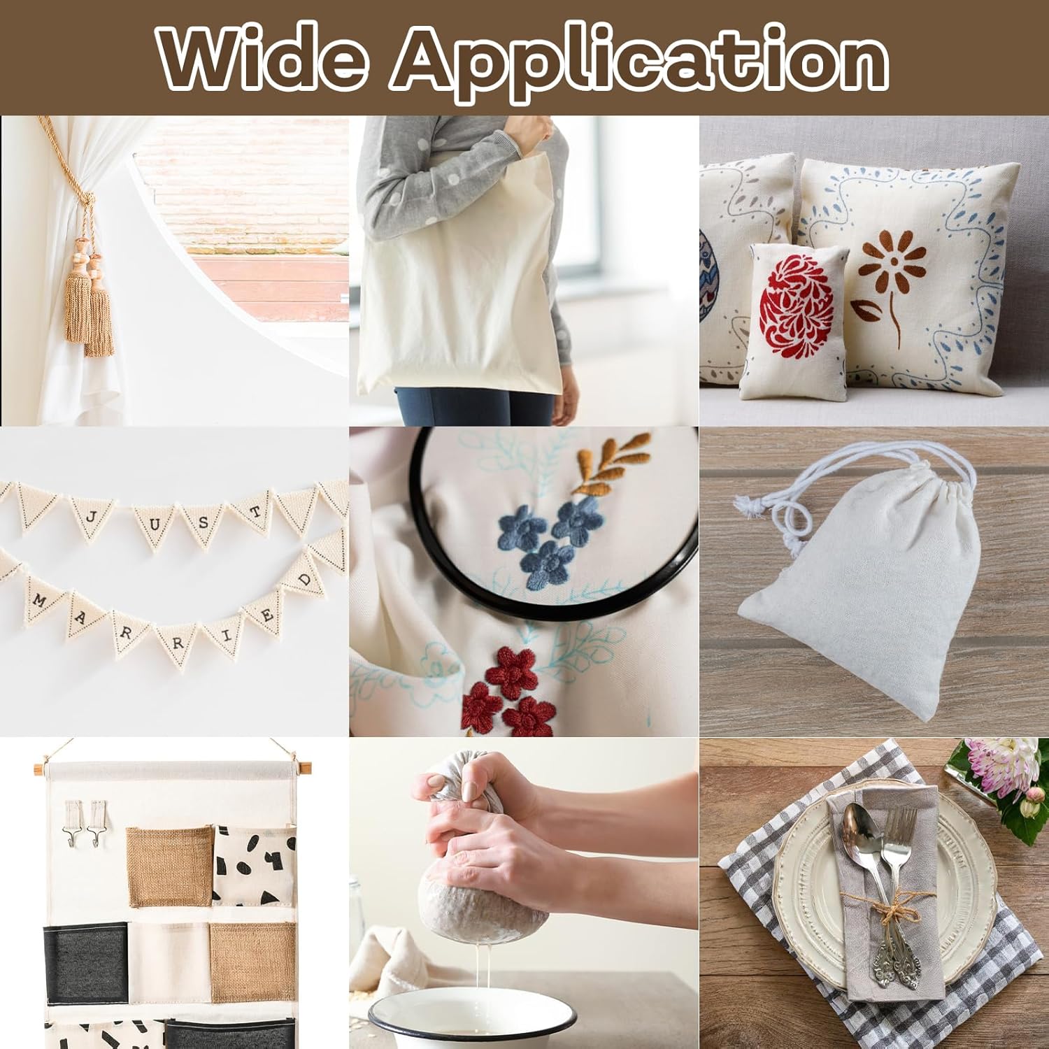 16.5 Yards x 63 Inches Cotton Muslin Fabric by Yard Lightweight Natural Unbleached Muslin Fabric Textile Muslim Cloth Apparel Boho Wide Roll Backing Material Quilting Sewing