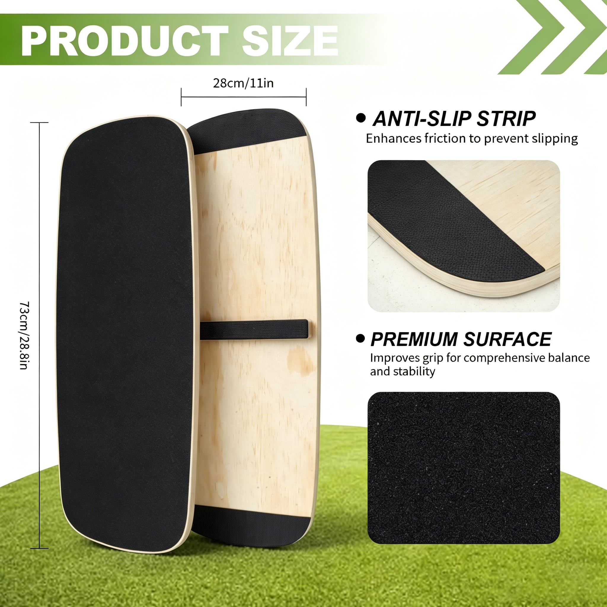 uyoyous Golf-Schwungdruckbrett Holz für Anfänger Golf Balance Board 73×28×2 cm Golf Swing Action Haltungskorrektur Tragkraft 150 KG Golf Simulator Druckplatte Für Golfschwungtrainer