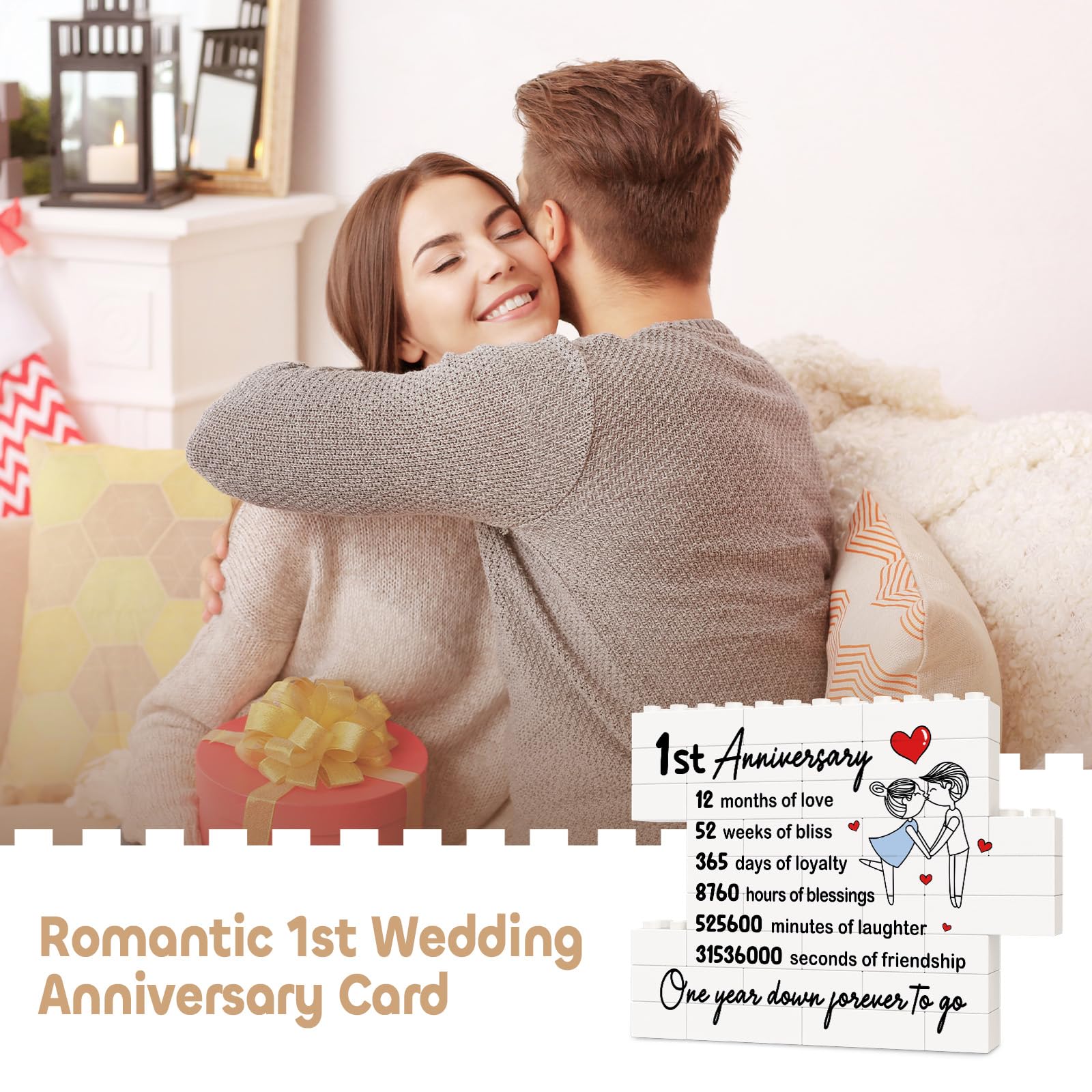 Candela Profumata Per 1° Anniversario - Lavanda E Vaniglia, 255g, 50 Ore Di Bruciato, Regalo Di Carta Per Coppie