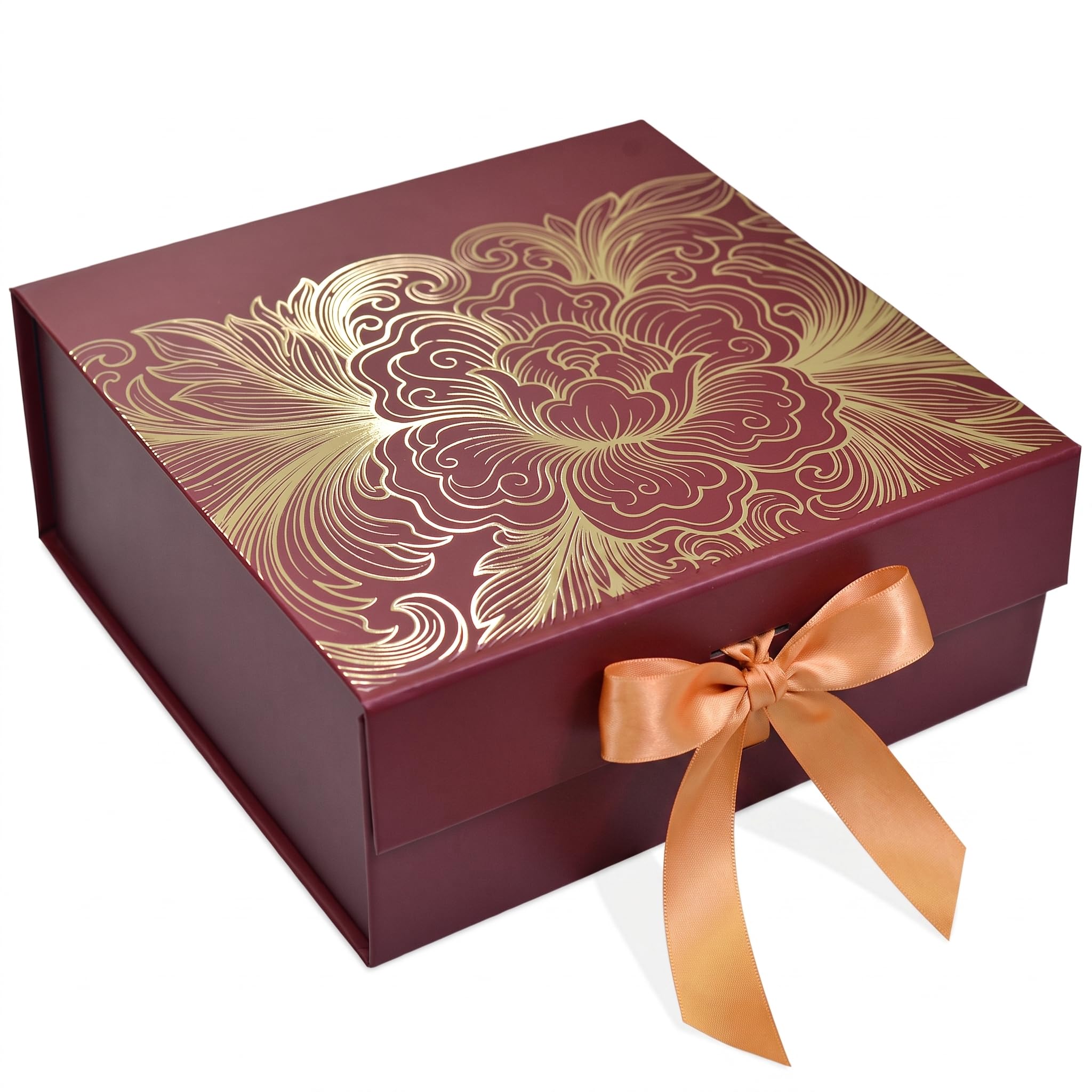 RBS® - MEDIUM Maroon Empty Gift Box 26x26x10cm Decorative Floral Gift Packaging Box (1 Pack) for Hampers, Diwali, Return Gifts, Weddings & Birthdays Box for Gift Packing (M - Royal Radiance)-image-47