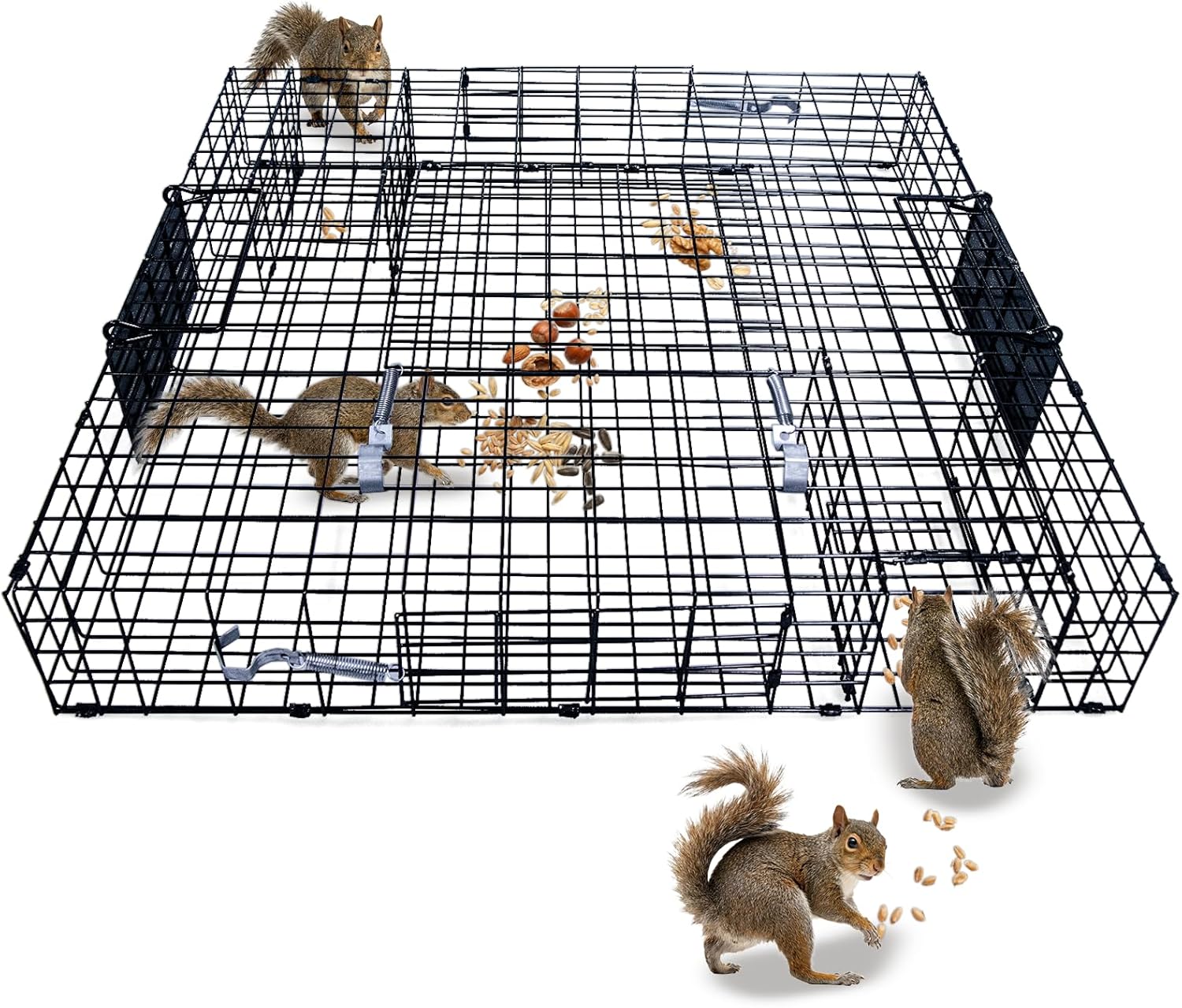 Humane Live Animal Trap for Squirrels, Chipmunks, Mice & Rodents - 24.5" Multi-Catch Cage with Auto-Reset System | High-Efficiency Continuous Trapping | Durable Steel for Garden, Farm, Backyard