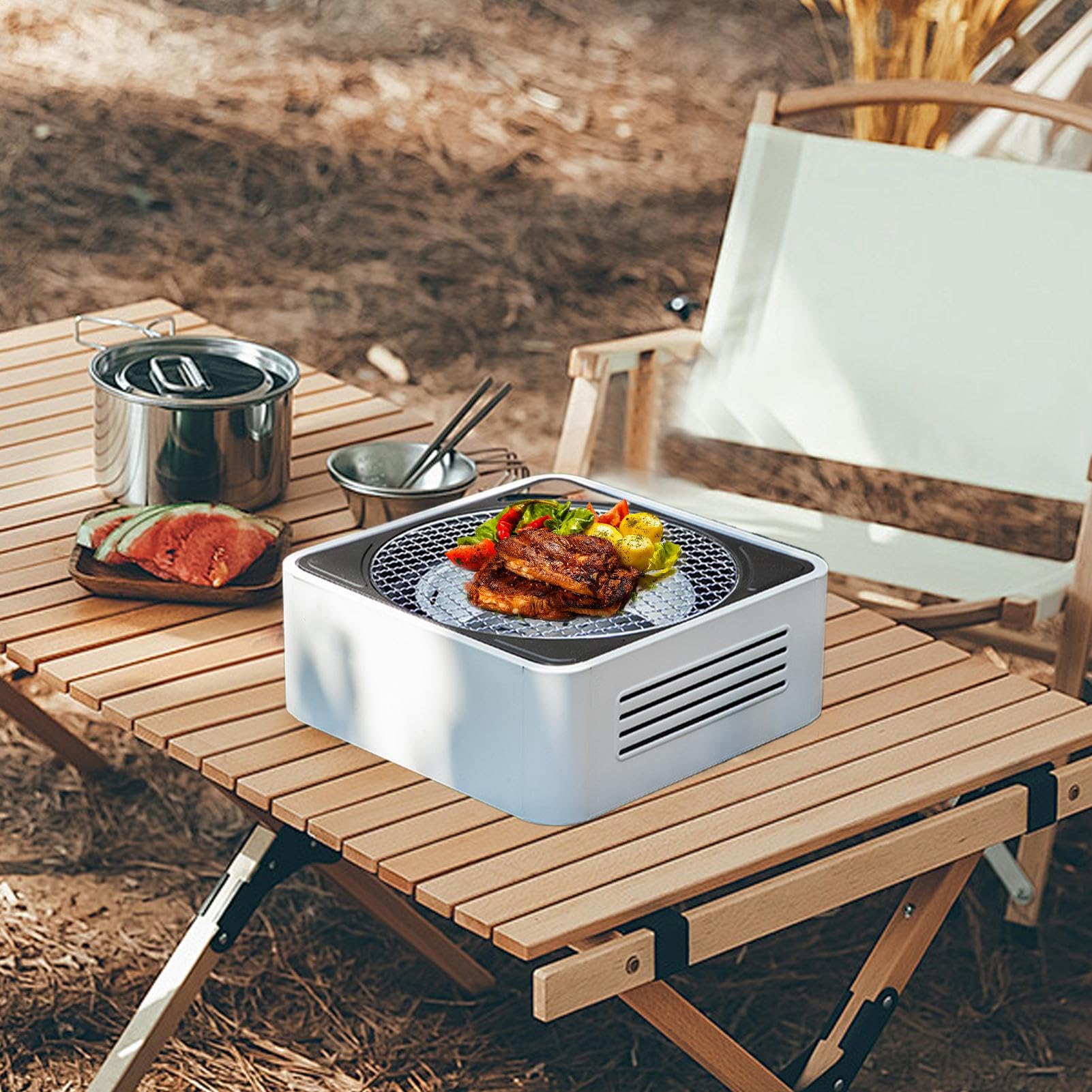 Przenośny Grill Węglowy Kompaktowa Kuchenka Barbecue Na Zewnątrz | Mobilny Grill Barbecue na Węgiel Do Ogrodu Kempingu Plaży Domu Pikniku Podróży I Gotowania Wewnątrz I Na