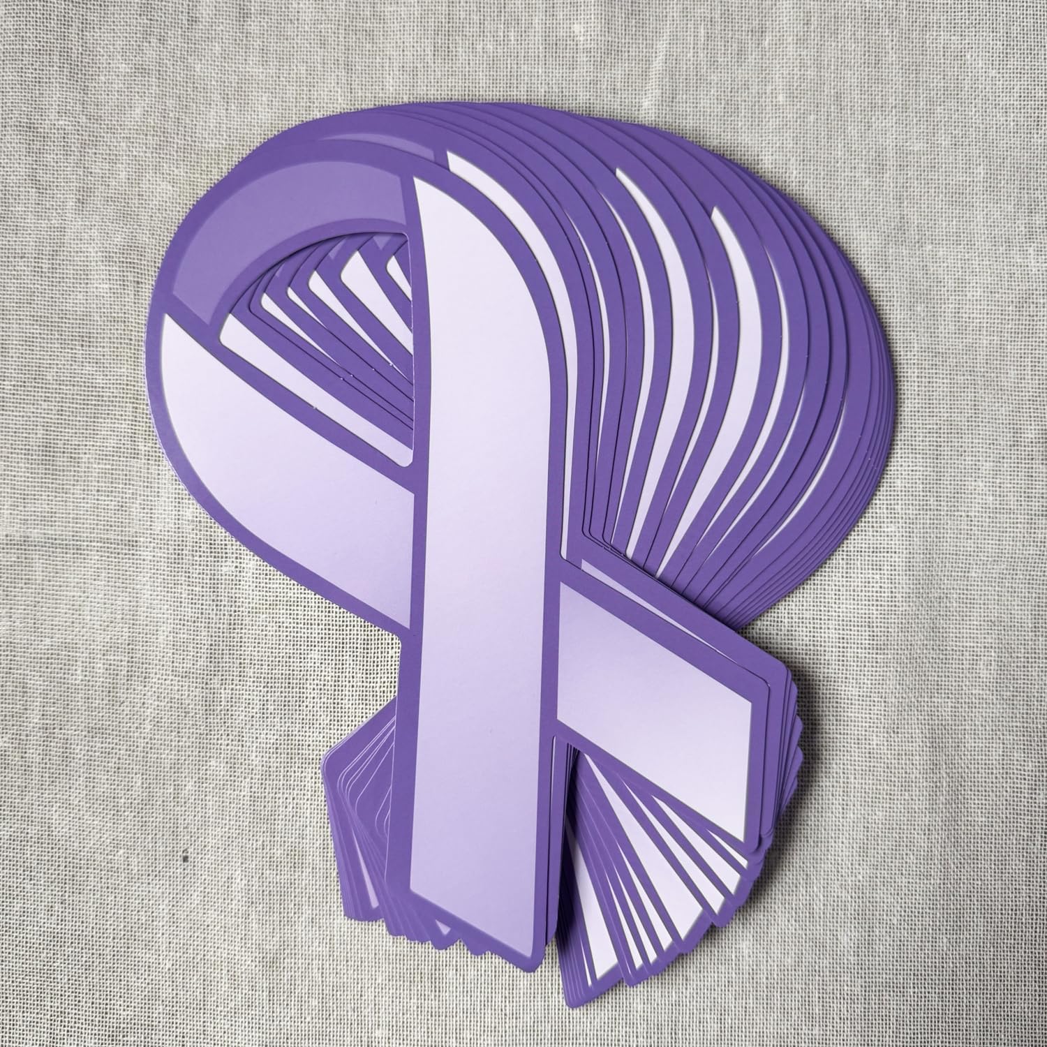 100pcs Large Purple Donation Paper Ribbon Cutouts – Awareness Paper Ribbon Decorations - Donation to Support Alzheimer's, Domestic Abuse, Epilepsy, & Other Causes