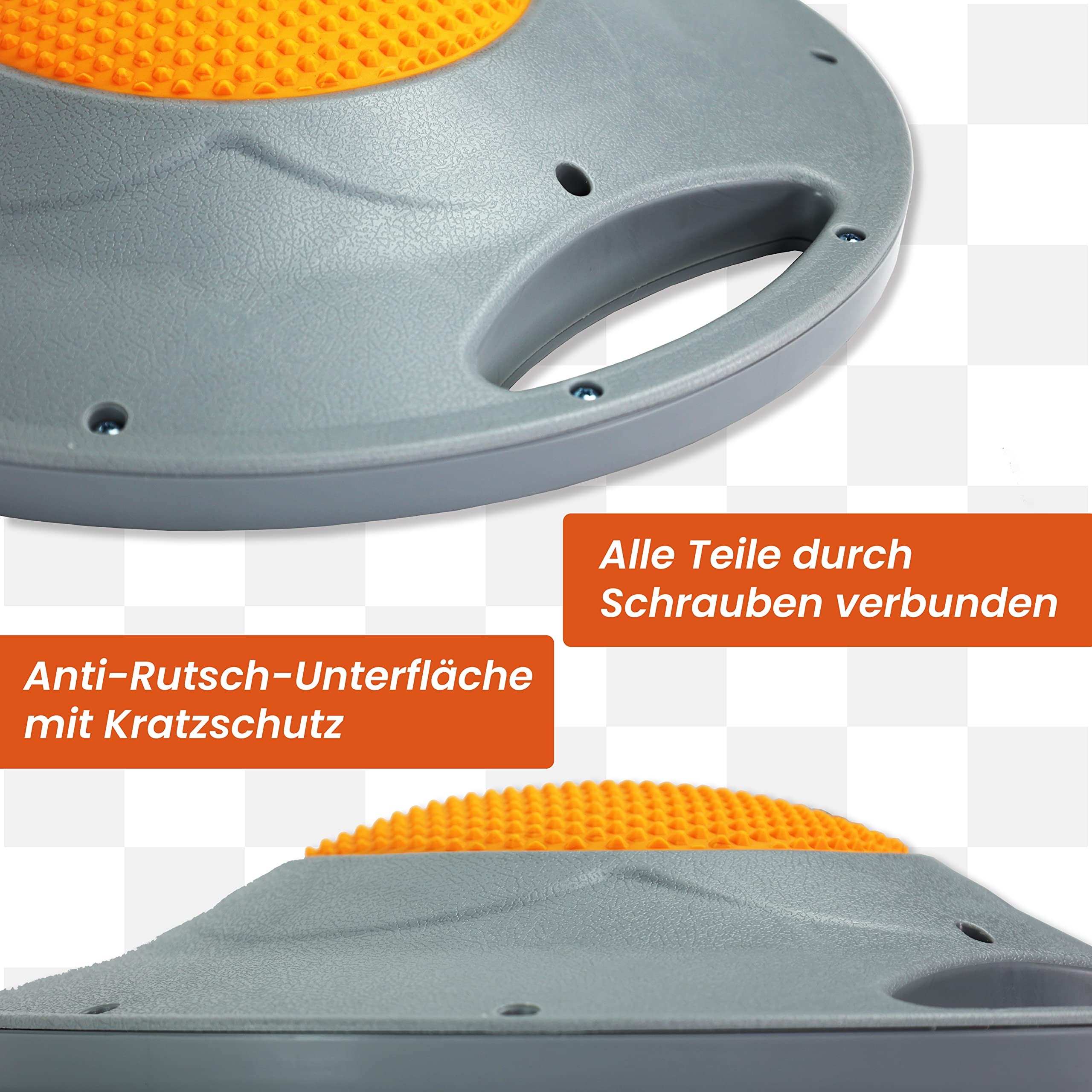 DH FitLife Balance Board, Wackelbrett, Balance Pad mit Griffen, extra groß Ø 42cm, max. 200 KG, Gleichgewichtstrainer, Fitness Balance-Board Erwachsene