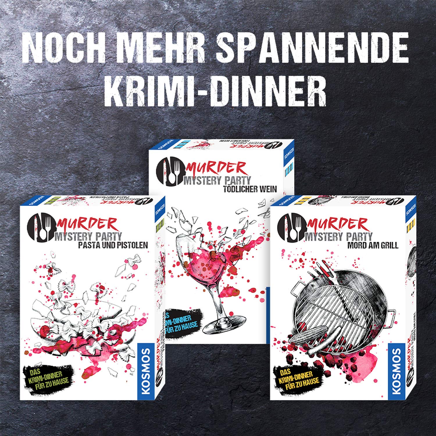 Kosmos Murder Mystery Party - Tödlicher Wein + Mord am Grill - Das Krimi-Dinner für zu Hause, Komplett-Set für 6-8 Personen ab 16 Jahren, Mystery Board Game