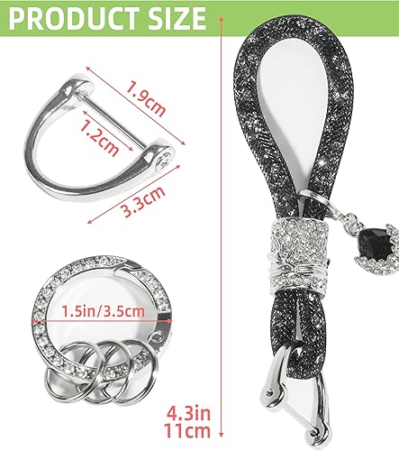 Miniatura 2 de Llavero de automóvil, llavero de automóvil, accesorios de automóvil brillantes para mujeres, llavero de cristal con purpurina, llavero de automóvil