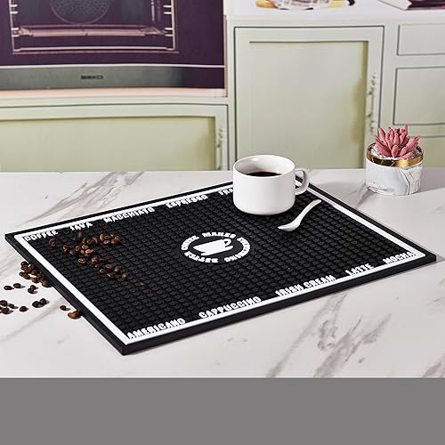 Miniatura 5 de Tapete de goma prémium para café y café expreso, antideslizante, absorbente y multiusos, decoración de accesorios para cafetera, tapete para