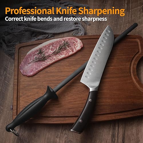 Miniatura 5 de Acero eficiente de los sacapuntas de cuchillo de Rod que afila de acero de 12 pulgadas para los cuchillos de cocina alta dureza, afilando Rod con la