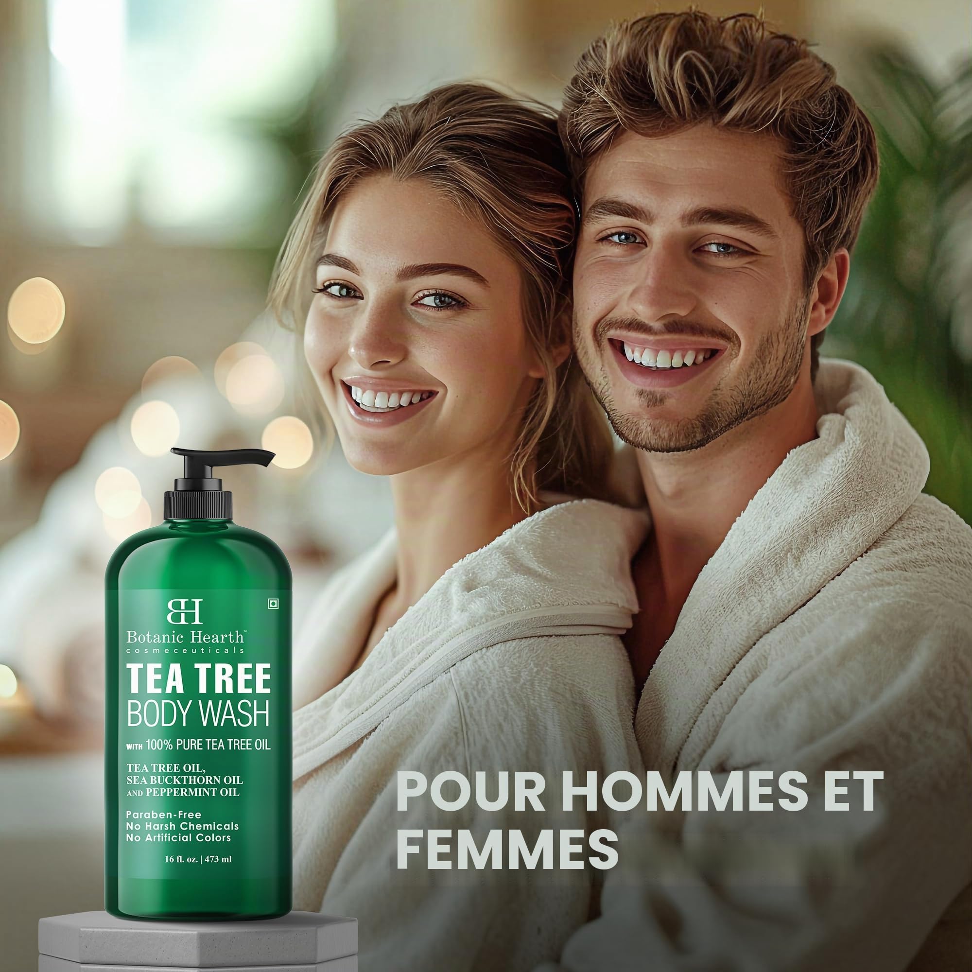 Botanic Hearth Gel douche à l'arbre à thé 473 ml Antifongique Anti-odeurs Naturel Sans Sulfates Ni Parabènes