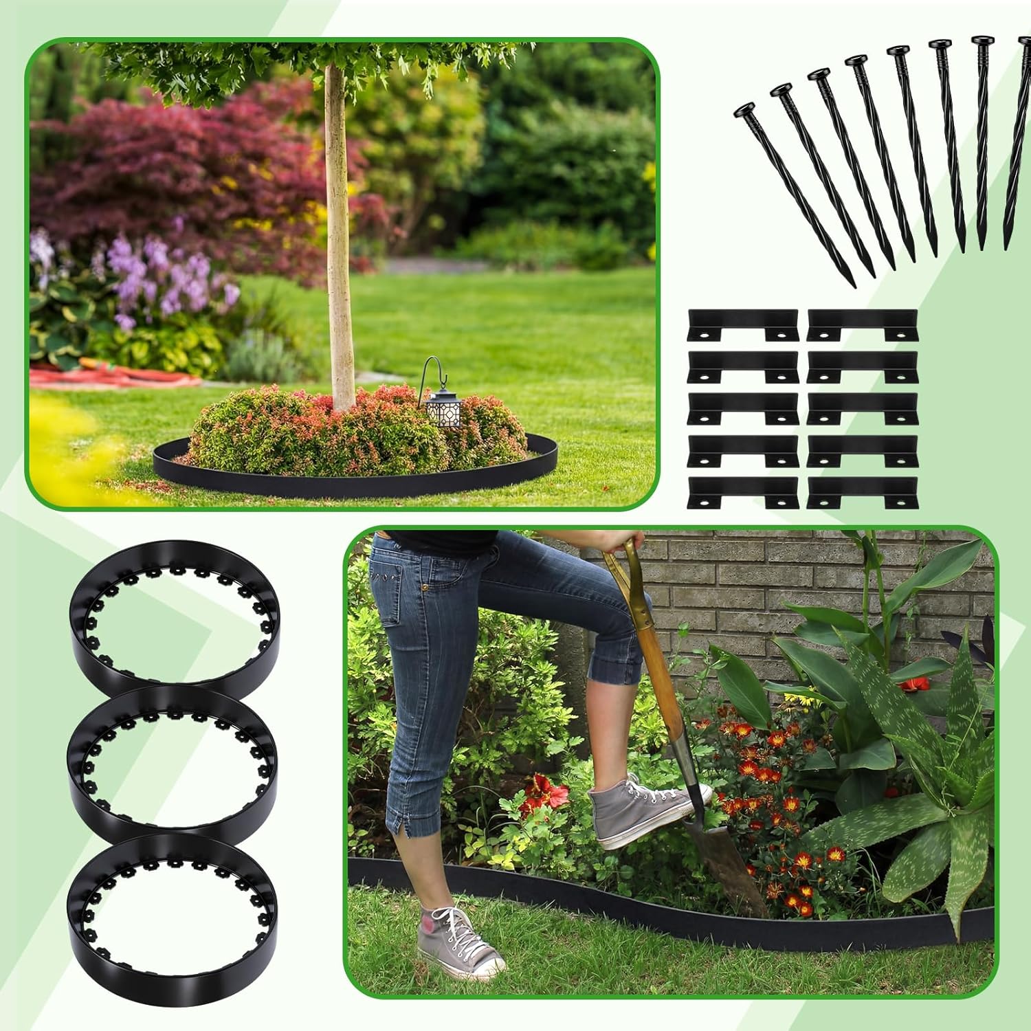 Sintuff 6 Pack of 24 Inch Planting Rings Tree Shrub Watering Basins Landscape Edging & Water Retention Protects Trees for Weed Grass Control Root Protection Prevents Erosion Separates Rock