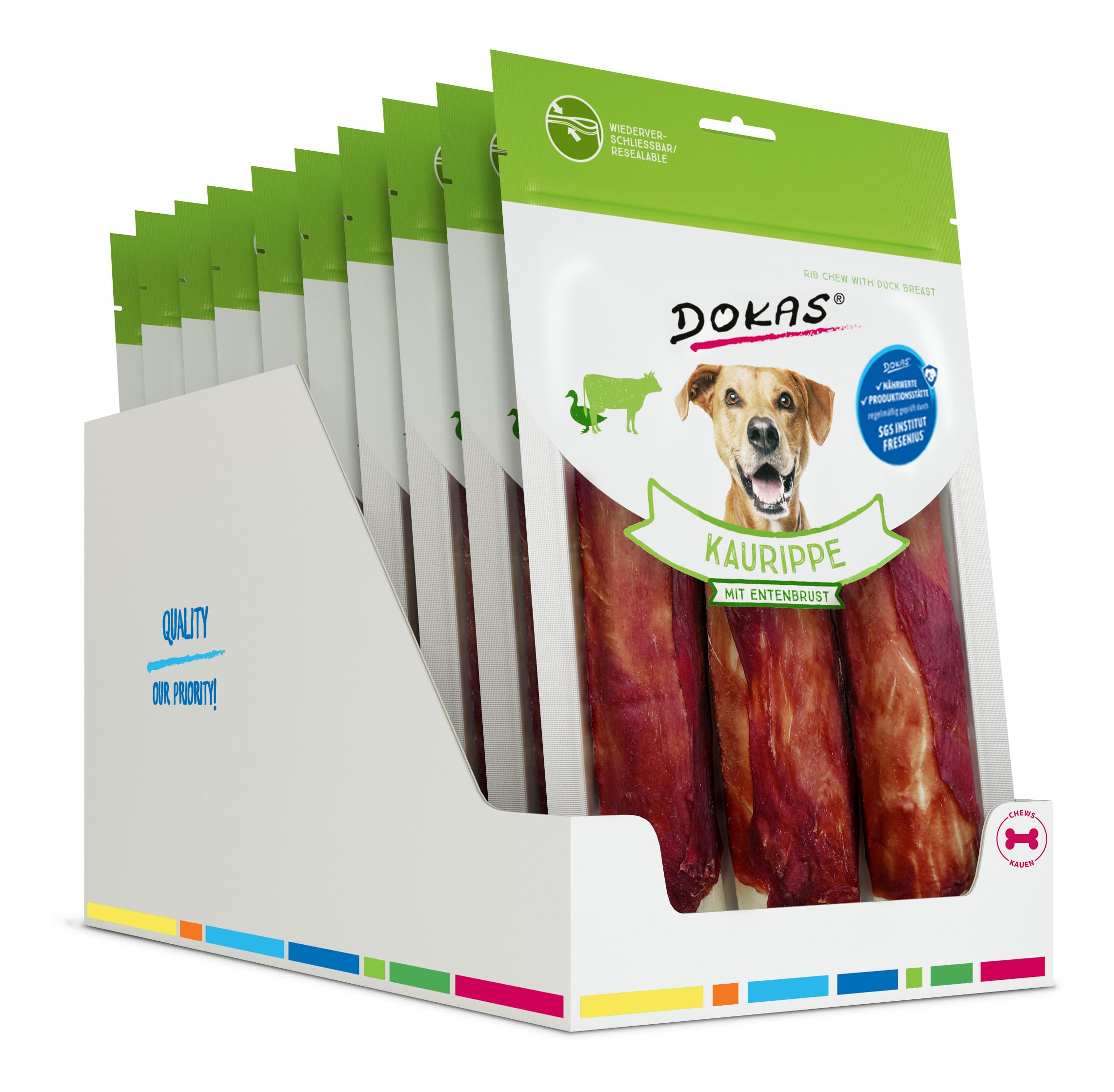 DOKAS Getreidefreier Premium Kausnack für Hunde – Ideal für große Hunde, 210 g (10er Pack)