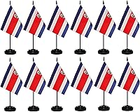 Vista 15 de Juego de banderas argentinas de escritorio con poste negro de 13 pulgadas, base negra y parte superior de lanza, bandera de escritorio argentina