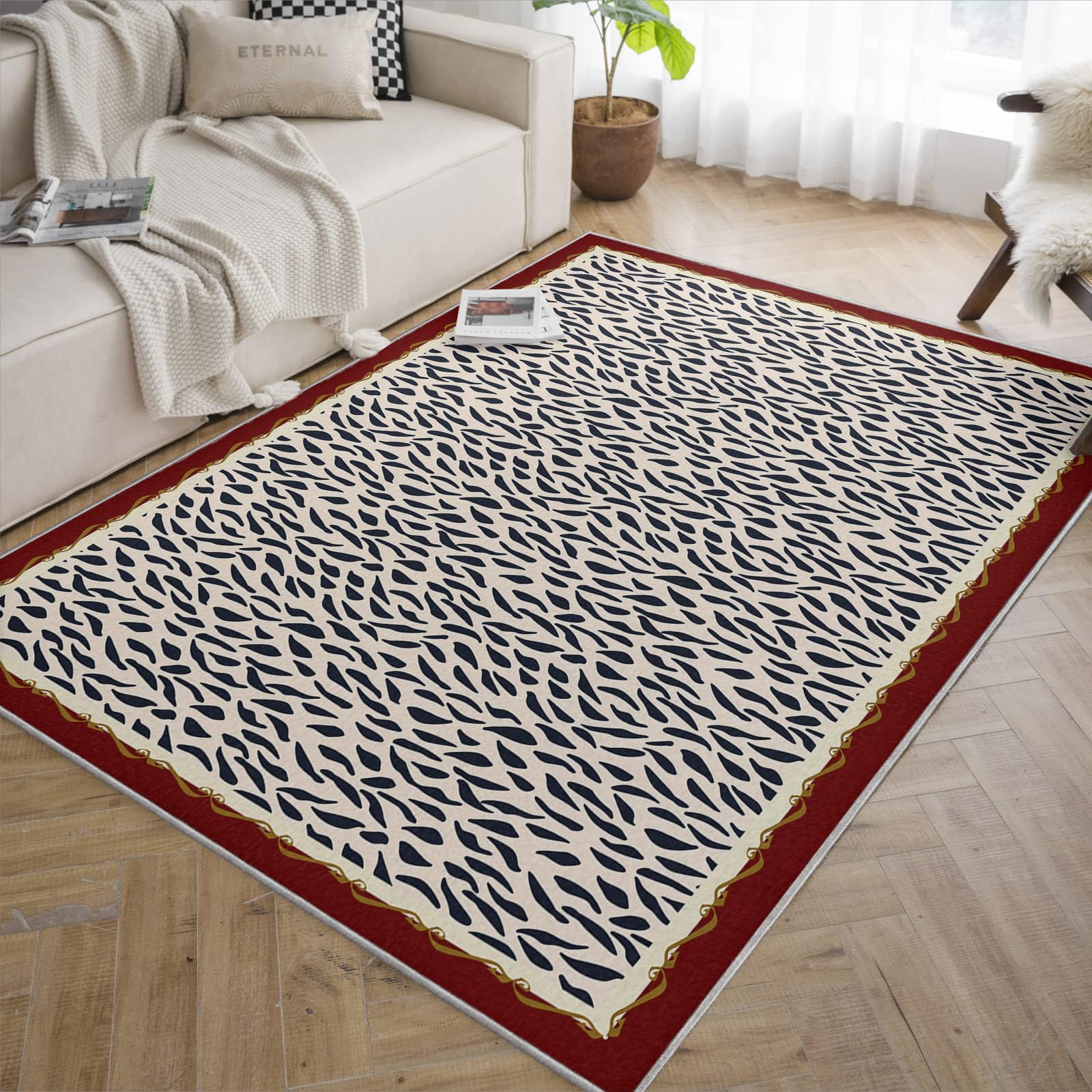 Tapis de sol pour salle de jeux moderne et bureau style abstrait rétro lavable 80x150cm