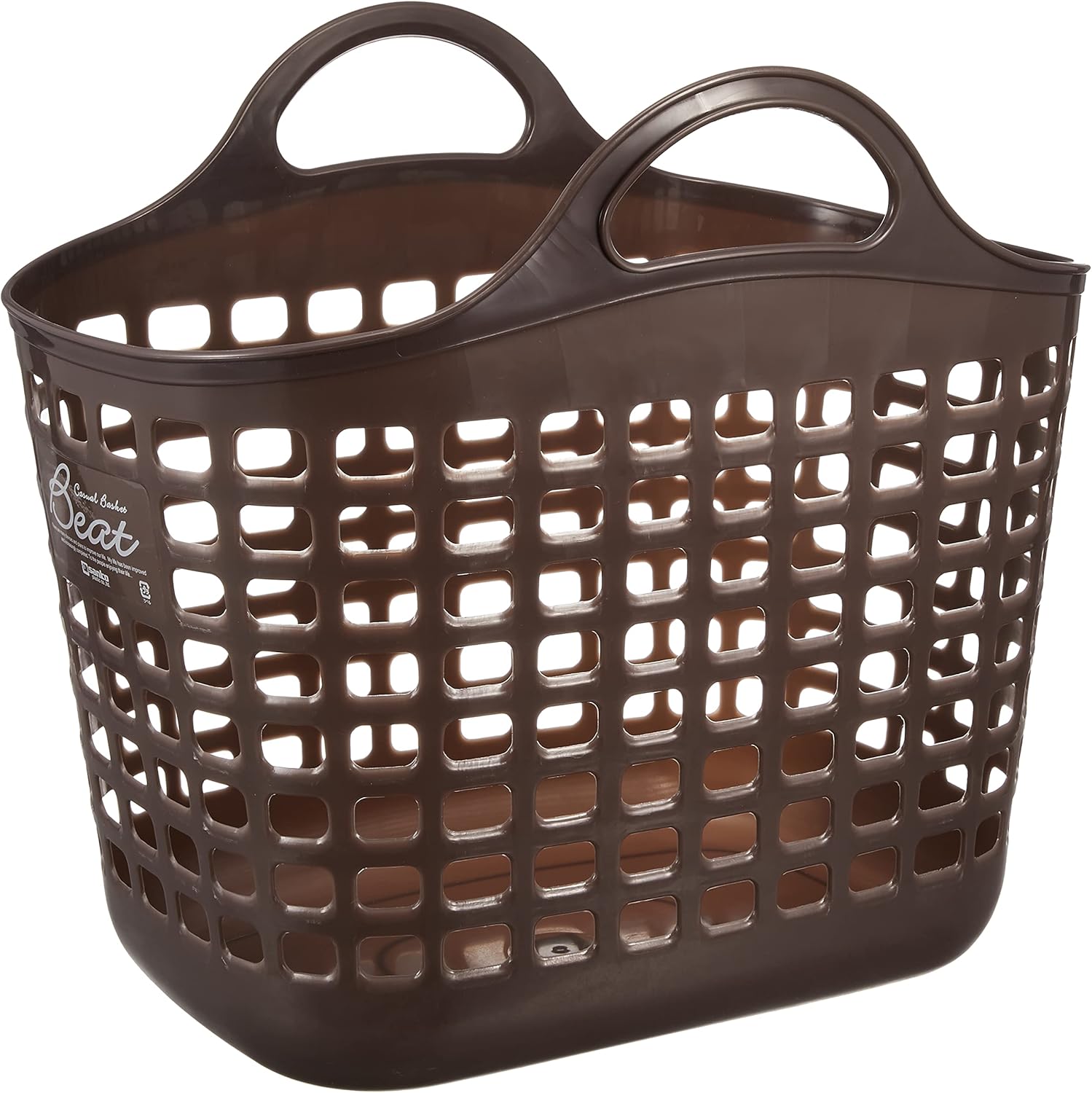 Sanko Plastic Laundry Hamper Beat Basket No.1 Brown Made in Japan