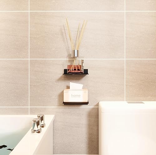 Miniatura 4 de Estantes flotantes para pared, estantes flotantes de aleación de aluminio de 0.118 in de grosor, adecuados para dormitorio, sala de estar, baño,