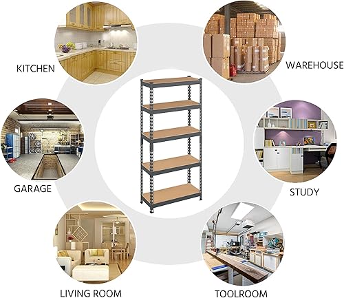 Miniatura 7 de Topeakmart 2 estantes utilitarios de 5 niveles, estantes de almacenamiento de metal, estantería de garaje, estantes de almacenamiento ajustables