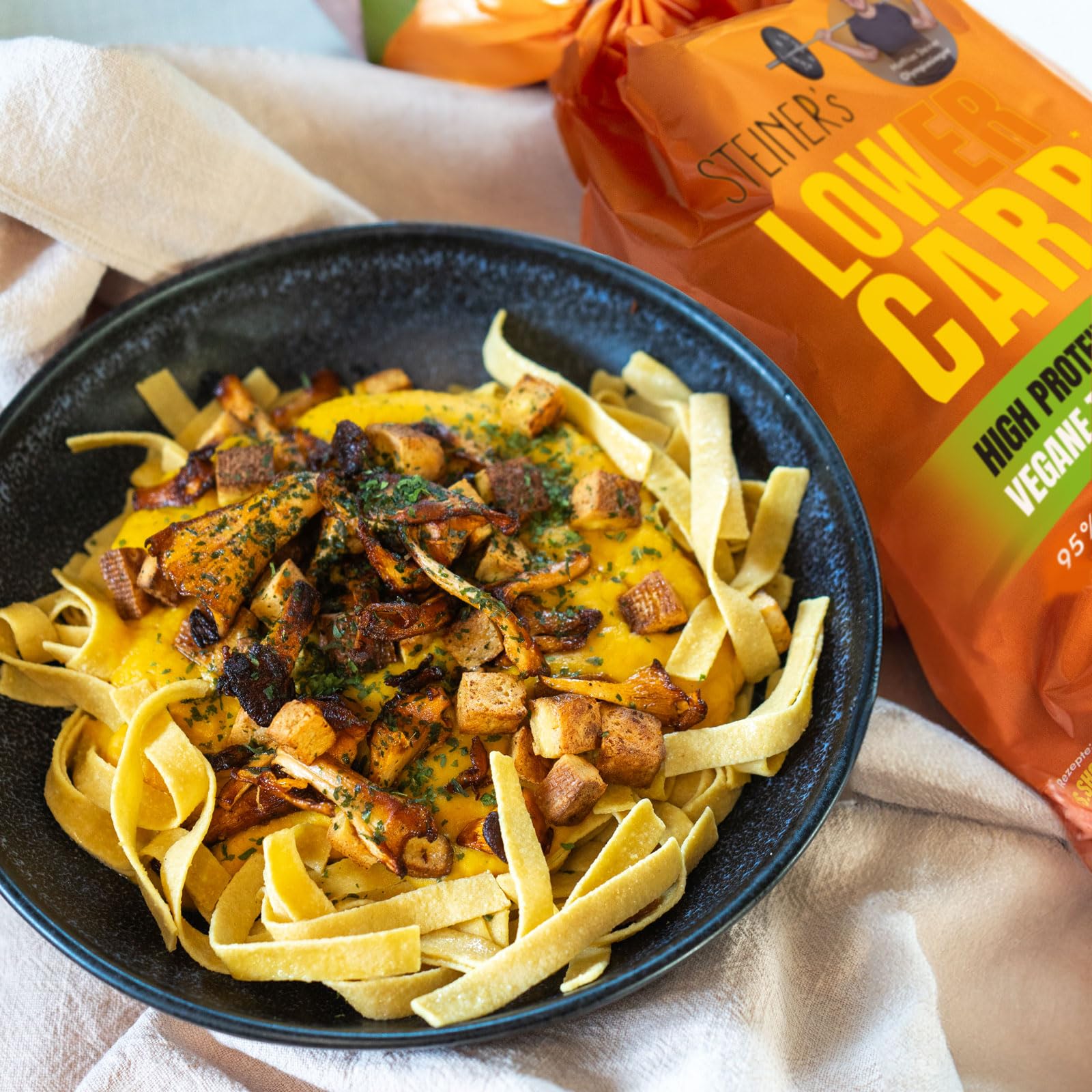 STEINER´s Low Carb High Protein Pasta Mix | 95% weniger Kohlenhydrate | High Protein Tagliatelle + Fusilli | 49g Protein | ballaststoffreich, (STEINER's High Protein Pastamix, 3+3 Pack) …