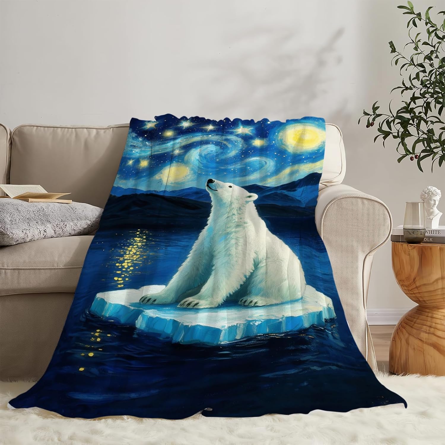 Polar Bear Blanket Cute White Bear Throw Blanket Soft Cozy Fleece Fuzzy Stuff Plush Flannel Gifts for Girls Women Boys Kids Adults 40''x50'' - Image 5