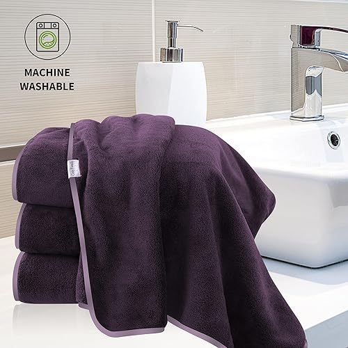 Miniatura 4 de Juego de toallas de microfibra de 8 piezas, 2 toallas de baño, 2 toallas de mano y 4 paños de lavado, toallas ultra suaves y altamente absorbentes