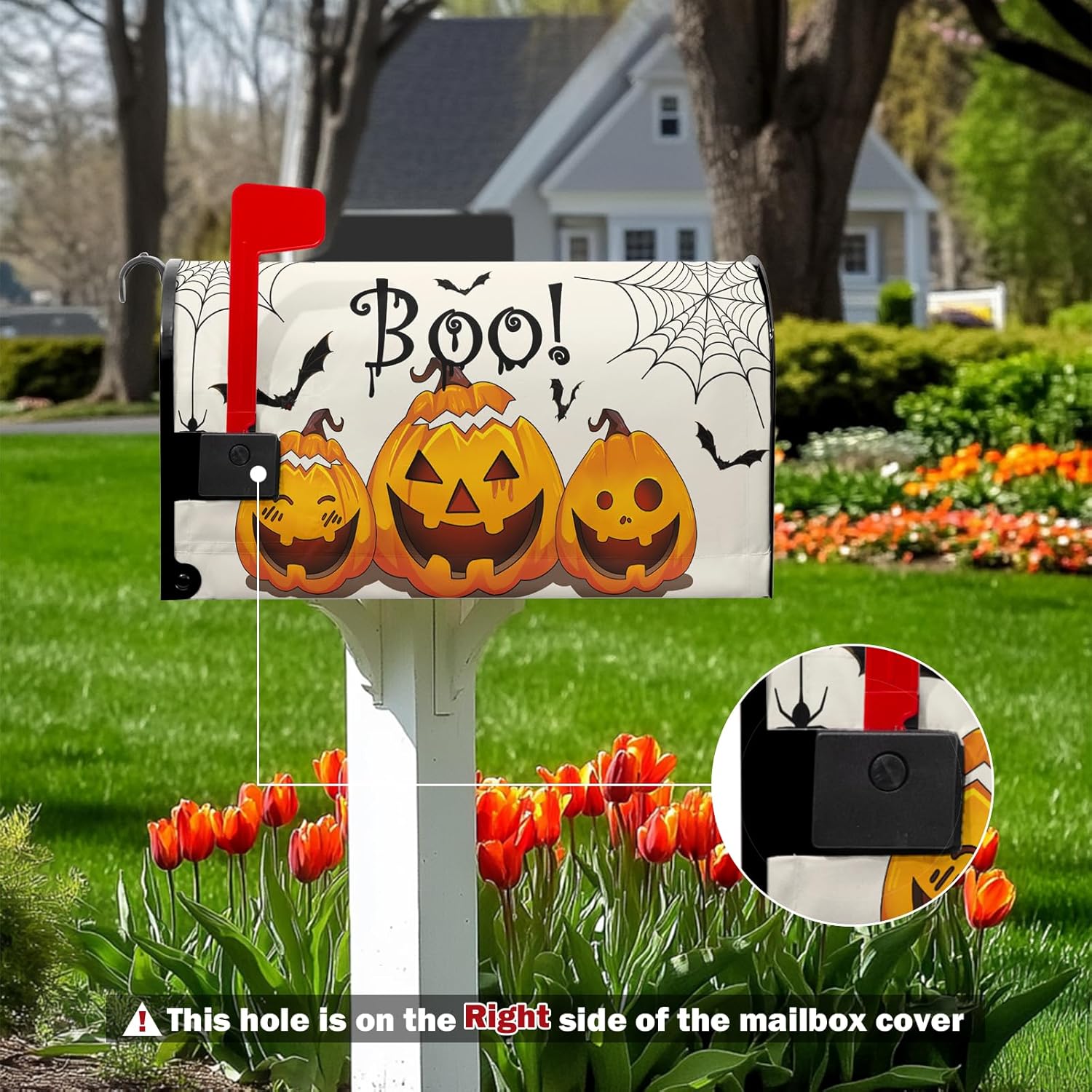 Halloween Pumpkin Mailbox Covers Magnetic Autumn Fall Pumpkins Mailbox Cover Standard Size 21 x 18 Inch Spiderweb Farmhouse Mail Box Wraps for Farmhouse Garden Yard Decor
