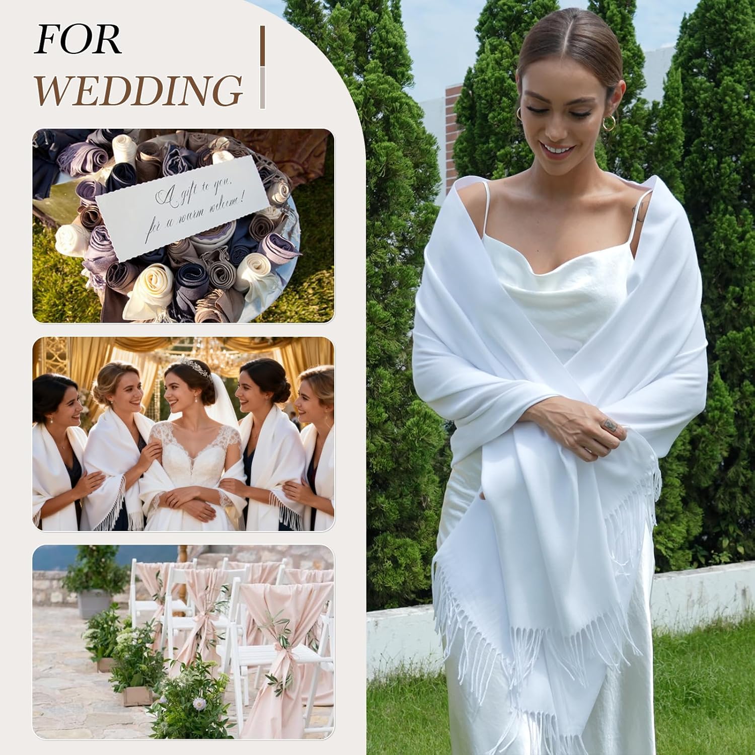 Pashmina Scarf and Shawl - Soft Women Pashminas Wrap for Wedding Evening Party dresses - Image 3