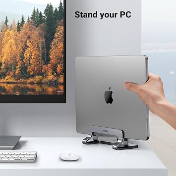 UGREEN Dikey Bilgisayar Standı, Çift Yuvalı Ayarlanabilir Alüminyum Laptop Standı, MacBook Air/Pro, Windows Dizüstü Bilgisayarlar, 13-17 İnç Laptoplar ile Uyumlu Masaüstü Tutucu – 20471